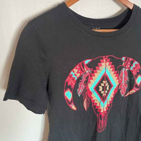Crazy Train Aztec Cow Skull T Shirt Size Medium - Picture 2 of 5